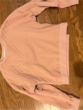 Quilted Crewneck Sweatshirt in Blush Pink